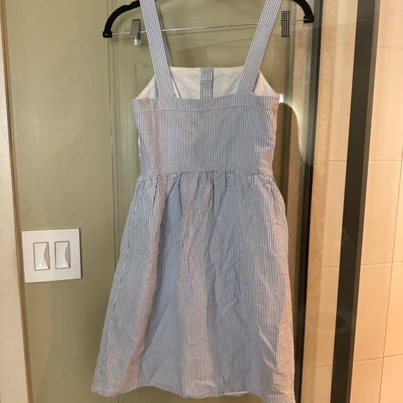 J.Crew - Blue & White Striped Seersucker Sleeveless Sheath Dress Sz 00 - Picture 5 of 5
